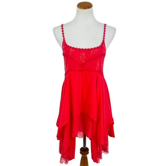 VERY RARE Free People Rose Layered Lace Trim Mini Slip Dress | Boho Balletcore S - Picture 14 of 16